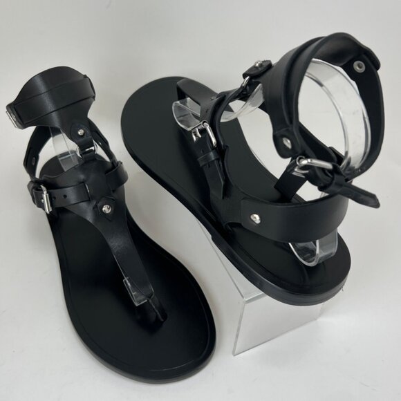 Isabel Marant Eveen Black Leather Gladiator Sandals Removable ankle strap Sz 40 - Picture 2 of 15